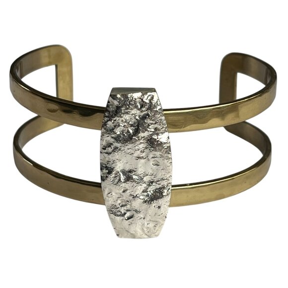 **Rustic Cuff Gorgeous Brass and Stainless Logo Cuff Bracelet - Picture 1 of 2